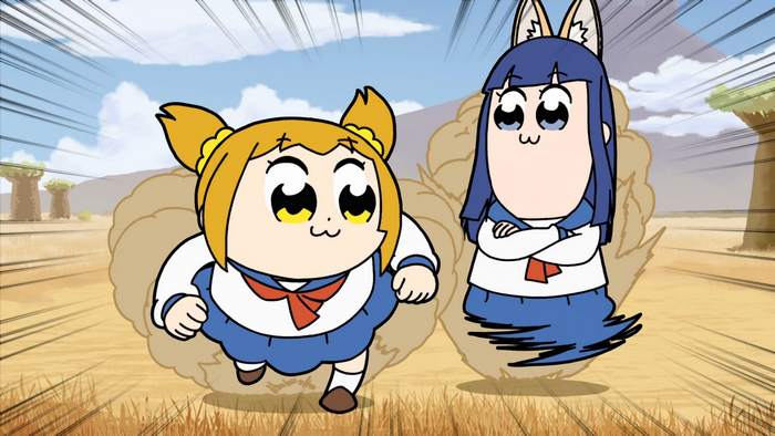 Popuko and Pipimi from Pop Team Epic running
