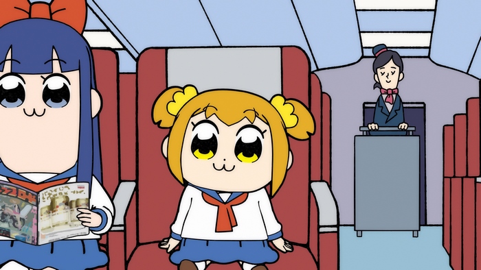 Popuko and Pipimi from Pop Team Epic on a plane