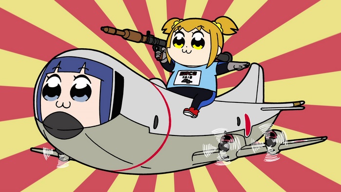 Popuko from Pop Team Epic on an airplane