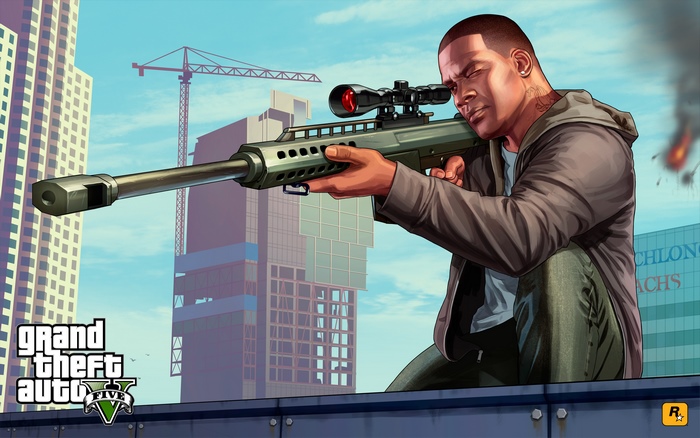Franklin Clinton from Grand Theft Auto V with Sniper Rifle