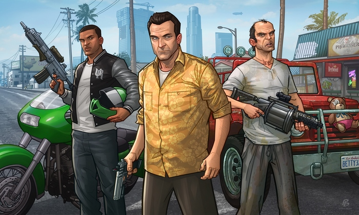 Franklin Clinton and friends from Grand Theft Auto V