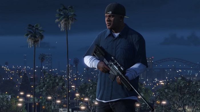 Franklin Clinton from Grand Theft Auto V with a sniper rifle