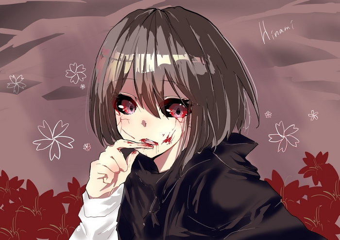 Hinami Fueguchi with bloody mouth