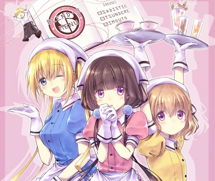 Kaho Hinata and maids in a cafe