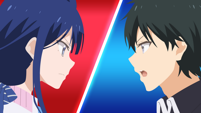 Masamune Makabe and Aki Adashino facing each other