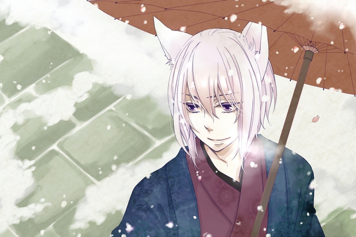 Tomoe from Kamisama Kiss holding an umbrella