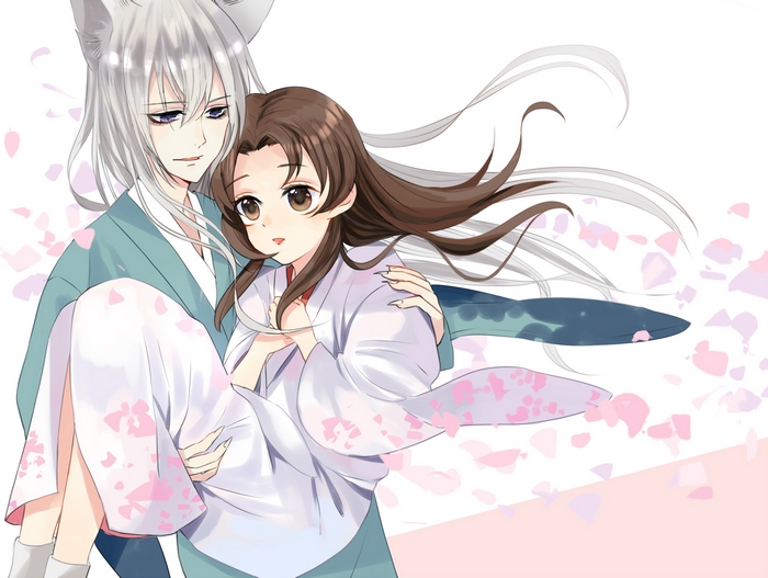 Tomoe carrying Nanami Momozono from Kamisama Kiss