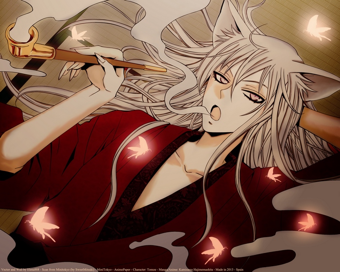 Tomoe from Kamisama Kiss smoking a pipe
