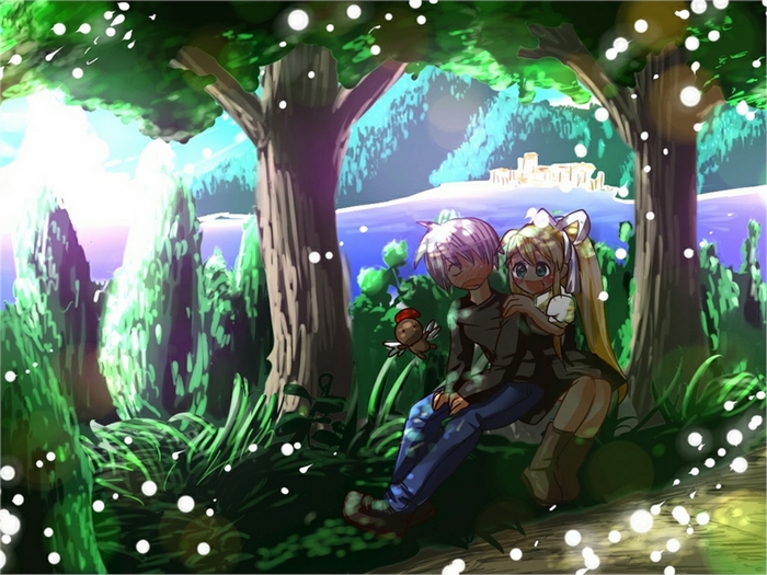 Yukito Kunisaki and girl in forest