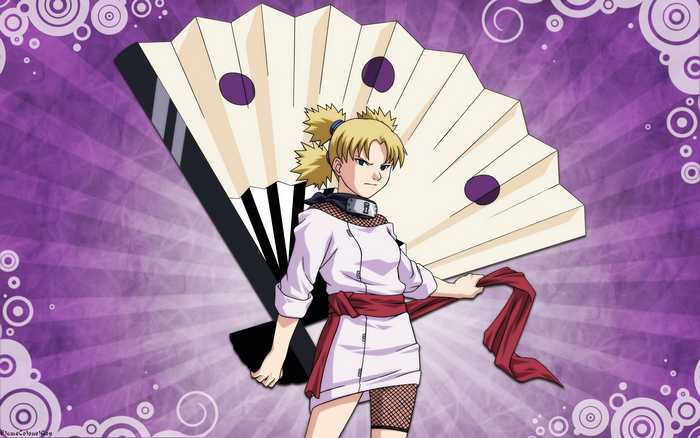Temari from Naruto with a giant fan