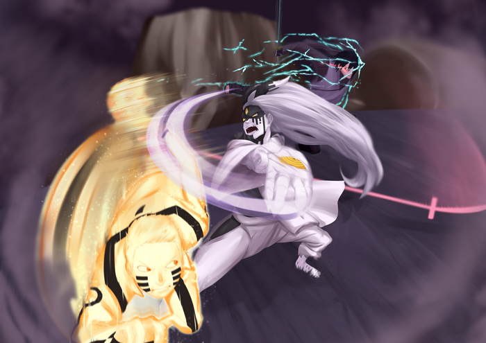 Momoshiki Ōtsutsuki and Naruto Uzumaki fighting