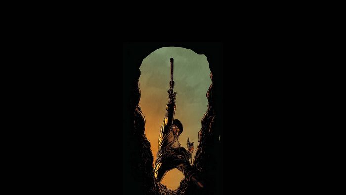 Jonah Hex emerging from a cave