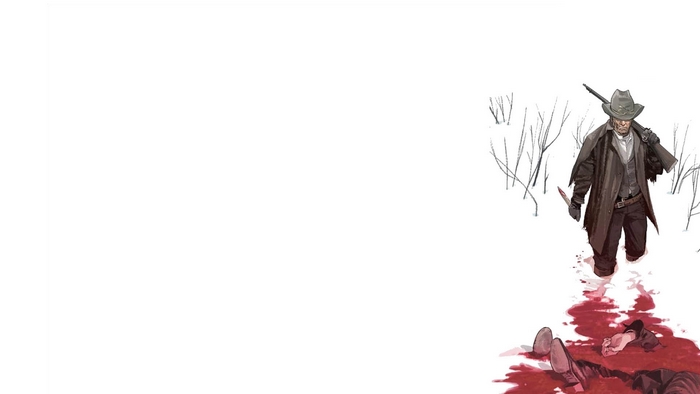 Jonah Hex in the snow with a dead body
