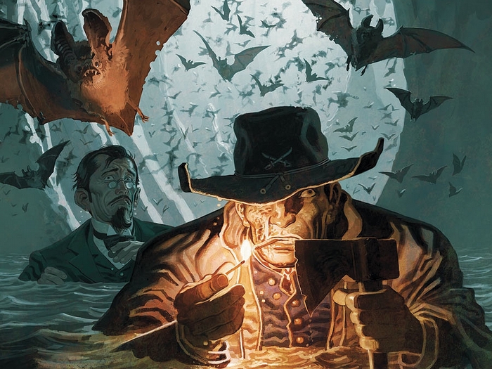 Jonah Hex in a cave with bats