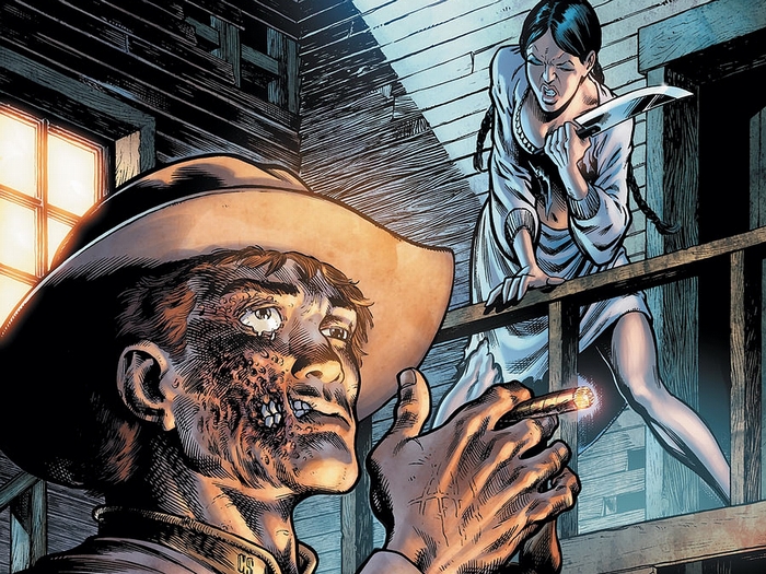 Jonah Hex and a woman with a knife