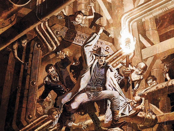 Jonah Hex fighting in Gotham's sewers