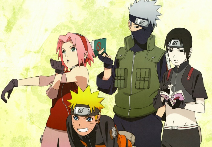 Naruto, Sakura, Kakashi, and Sai from Naruto