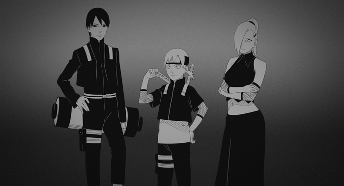 Sai, Ino, and Naruto from Naruto