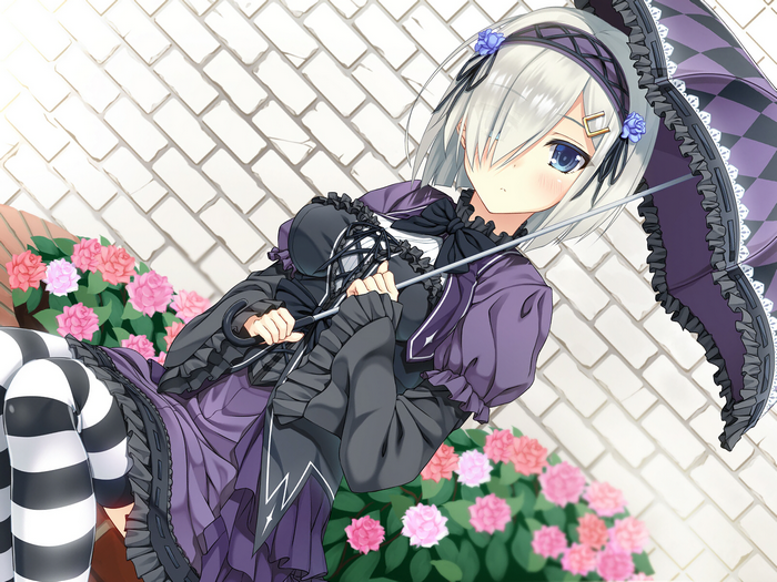Hamakaze from Kantai Collection holding an umbrella