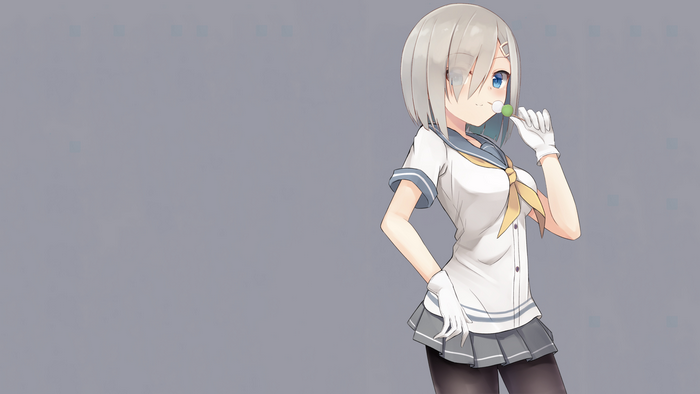Hamakaze from Kancolle eating a lollipop