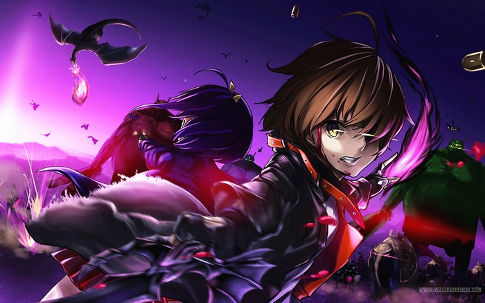 Anime characters fighting monsters and dragons