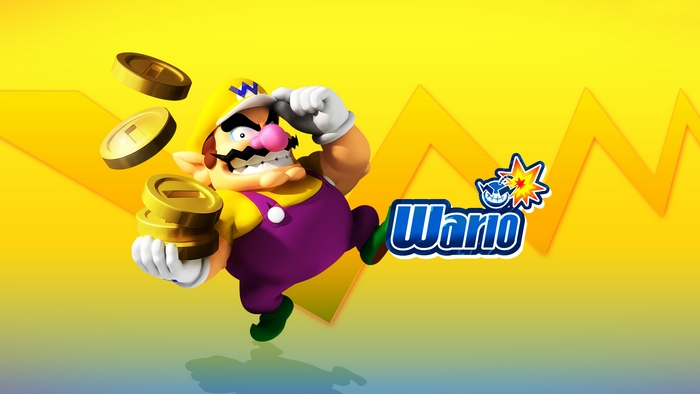 Wario from Mario collecting coins