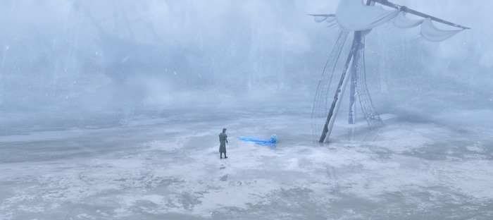 Hans from Frozen in a frozen landscape