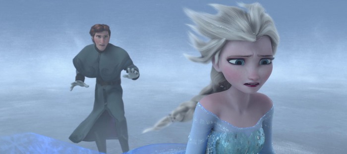 Hans and Elsa from Frozen in a snowy landscape
