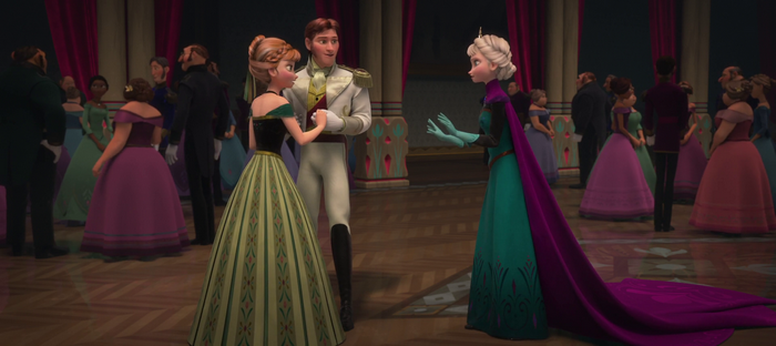 Hans and Elsa from Frozen at a ball