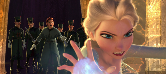 Elsa from Frozen and soldiers