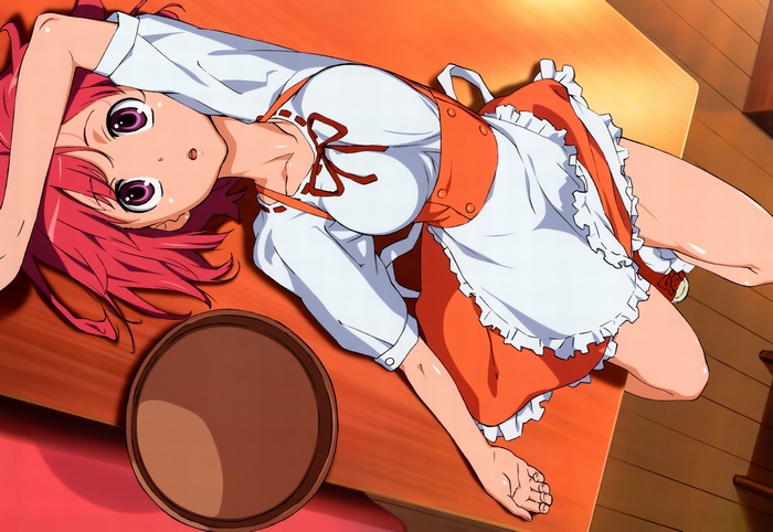 Minori Kushieda lying on a table