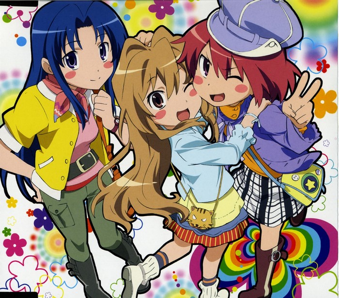 Three anime girls posing together