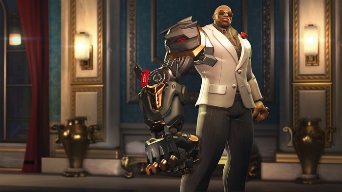 Doomfist from Overwatch in a suit