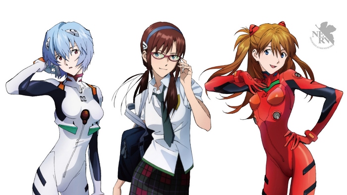 Rei Ayanami, Mari Makinami Illustrious, and Asuka Langley Soryu from Neon Genesis Evangelion