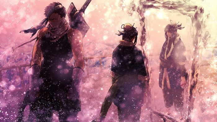 Zabuza Momochi and companions in a snowy landscape