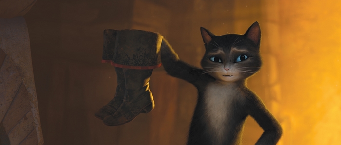 Puss in Boots holding his boots