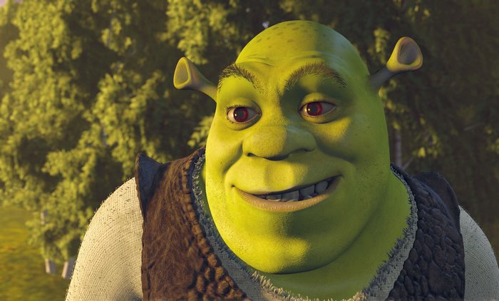 Shrek Smiling in Forest Scene