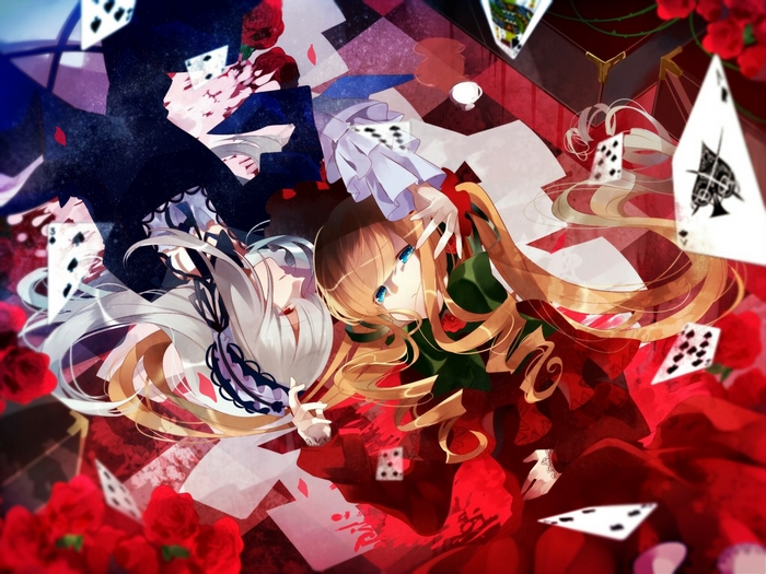 Suigintou from Rozen Maiden with Alice