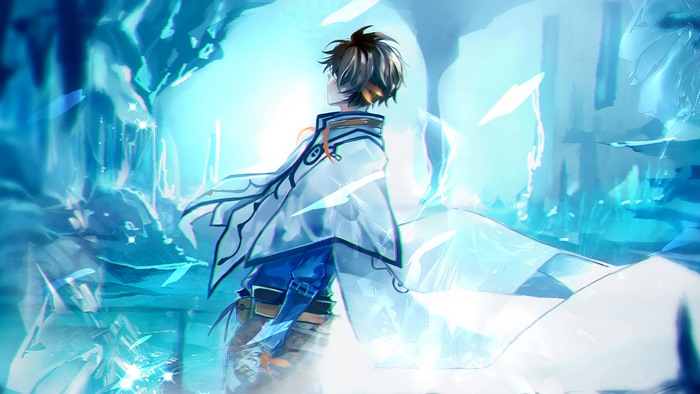 Sorey from Zestiria in a blue icy environment