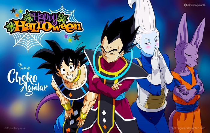 Dragon Ball characters celebrating Halloween