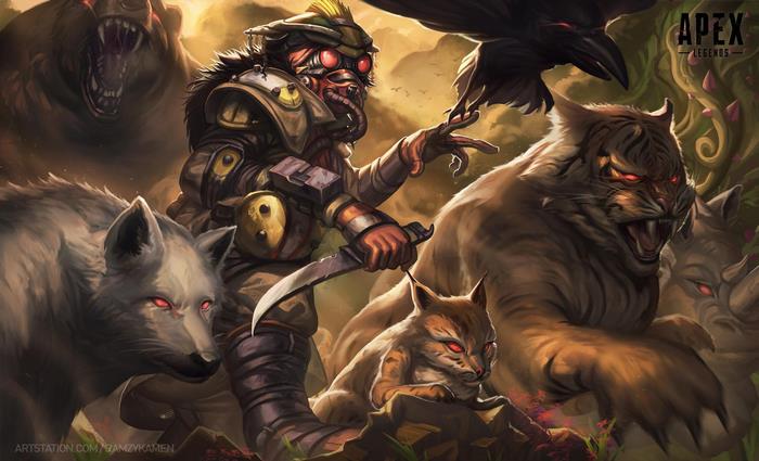 Bloodhound from Apex Legends with animal companions