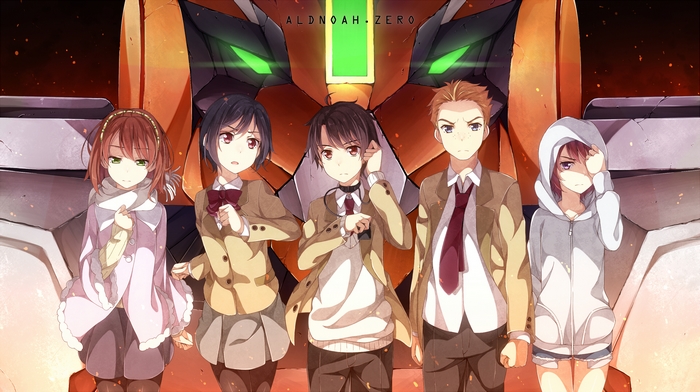 Aldnoah.Zero characters with a large robot