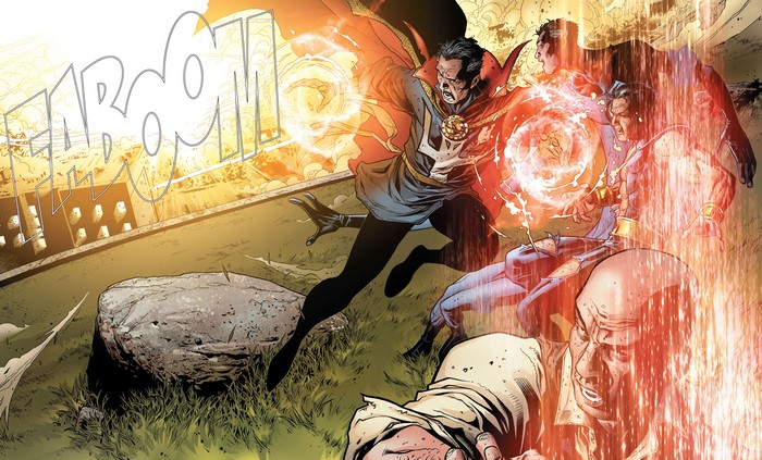 Doctor Strange and Namor fighting Professor X