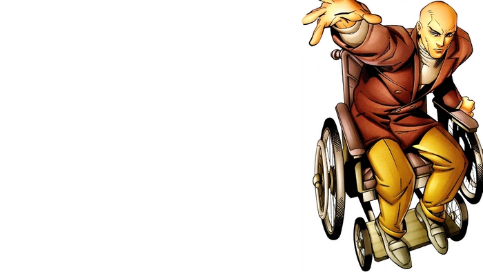 Professor X in a wheelchair