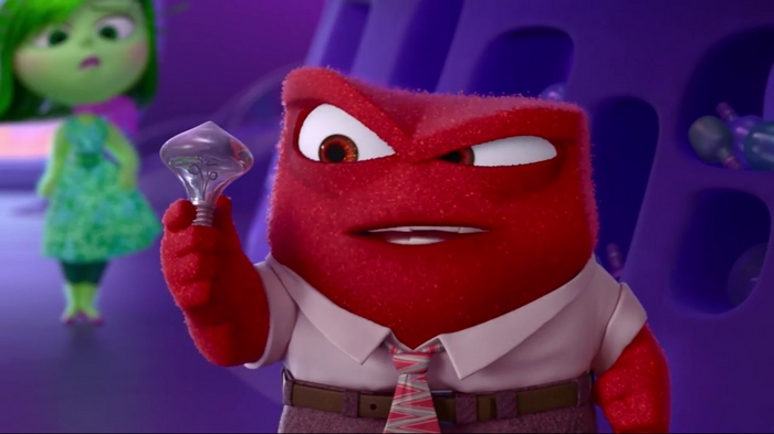 Anger from Inside Out holding a lightbulb