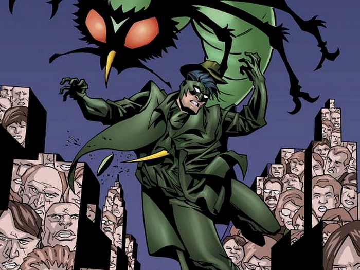 Green Hornet fights a giant insect monster