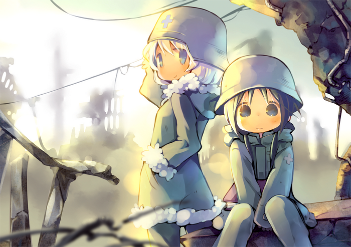 Yuuri from Girls Last Tour in a ruined city