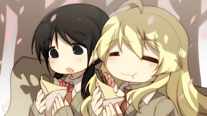 Yuuri from Girls Last Tour eating crepes