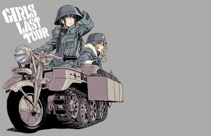 Yuuri and companion from Girls Last Tour on a vehicle
