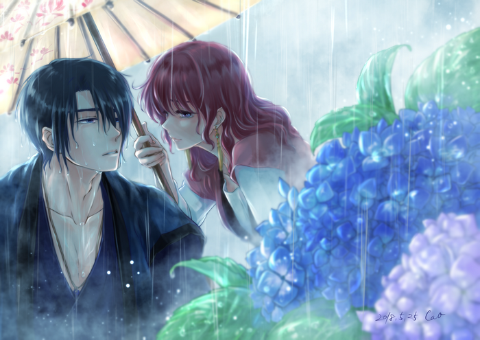 Yona of the Dawn couple under umbrella in rain